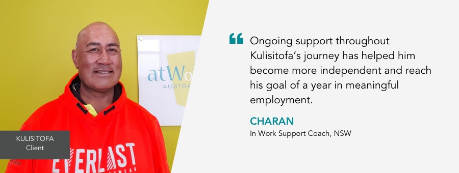 Ongoing support helps Kulisitofa celebrate a year in meaningful employment
