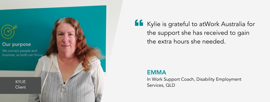 With the support of atWork Australia, Kylie can stay in a role she enjoys