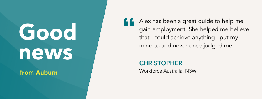 Christopher thanks his Job Coach for guiding him towards his goals in employment